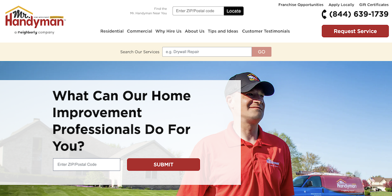 Captura de Imagen del Sitio Web de Servicios de Mantenimiento de Mr Handyman.